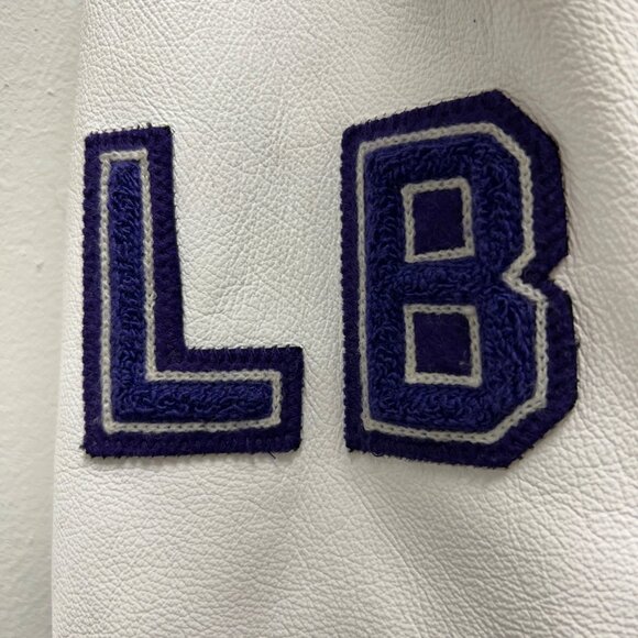 Vintage Purple and White Huskies “HPSS” #4 Varsity Jacket - Picture 6 of 8